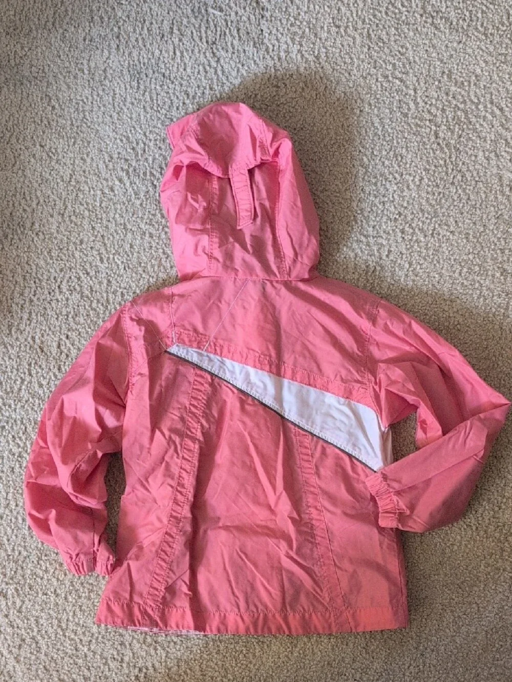 Columbia Pink Hooded Kids' Rain Jacket with White Accent